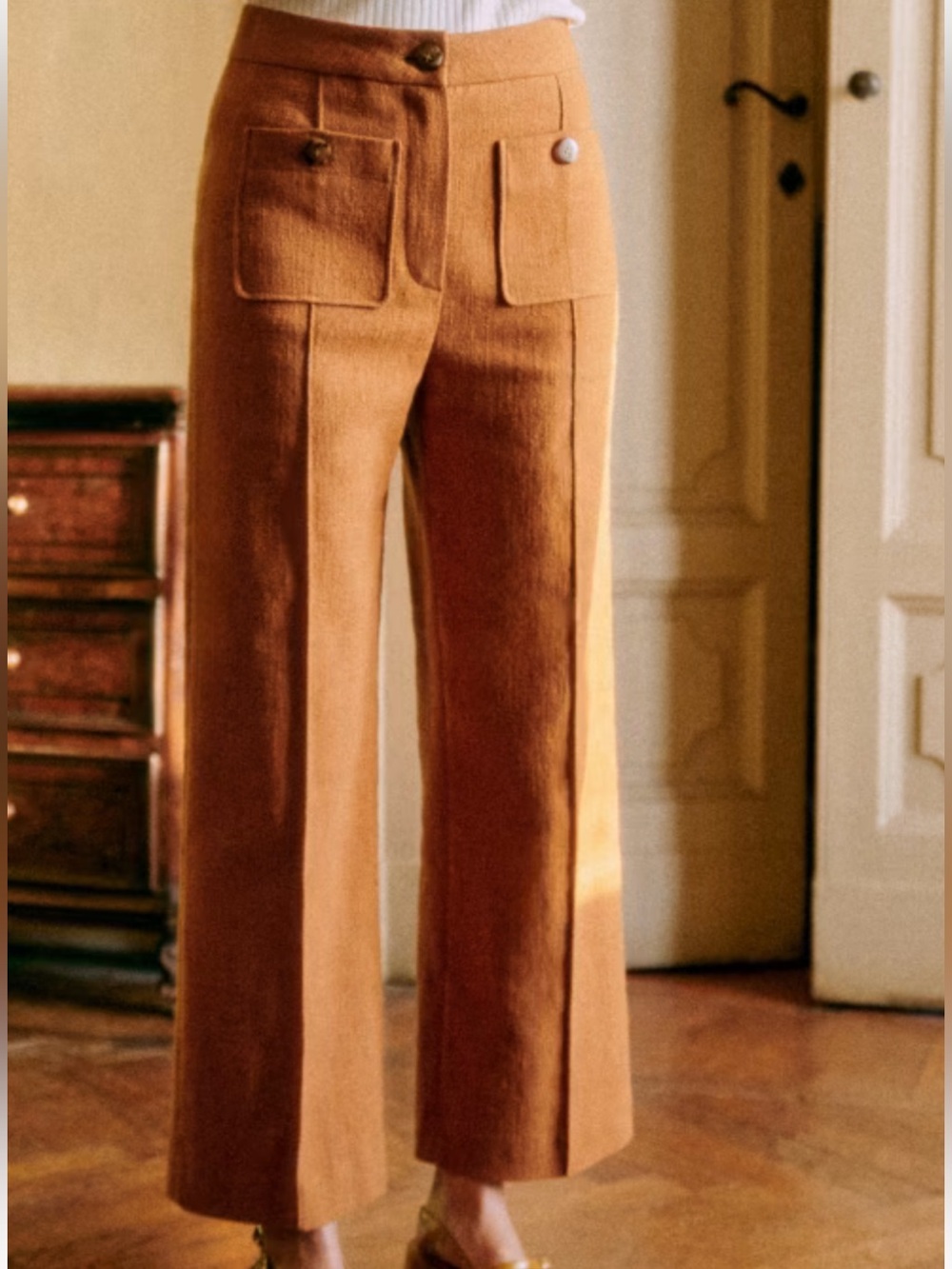 Sézane Emilio Trousers in Ochre Pants